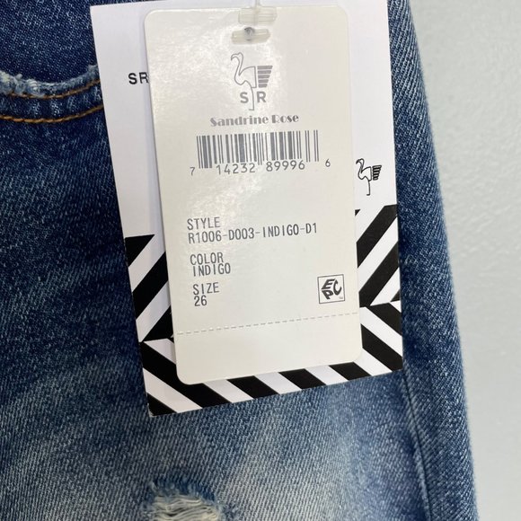 SANDRINE ROSE straight fit jeans with distressing in indigo size 26 - Picture 2 of 8